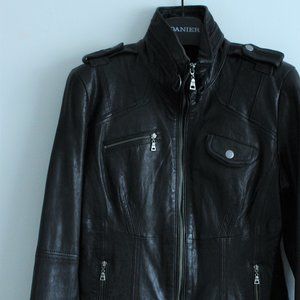 Black Italian Leather Biker